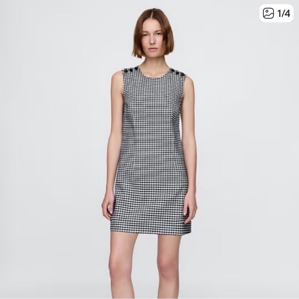 GapxDoen Black & White Gingham Sleeveless Shift Dress